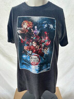 Demon Slayer Mugen Train the Movie Men's Gray T Shirt Size Medium Aniplex Cotton